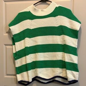 Maeve Green and White Striped Knit Sweater
